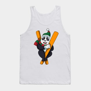 Panda as Skier with Ski Scarf & Bobble hat Tank Top